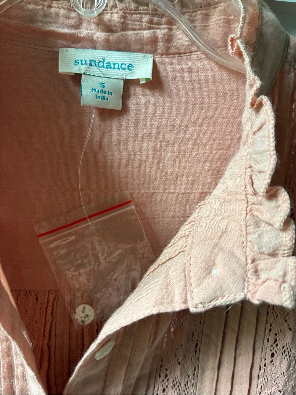 Sundance Pink Pintuck Button-Front Blouse NWOT - Picture 3 of 4